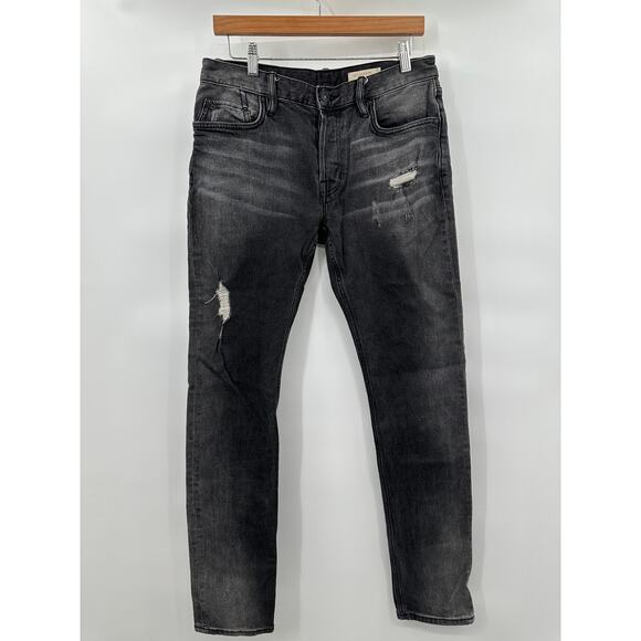 Allsaints Rex Faded Black Denim Jeans Slim Fit Distressed Mens Size 30 - Picture 1 of 14
